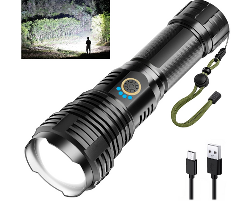 Rechargeable Flashlights 900000 High Lumens, High Power Led Flashlight, XHP70.2 Powerful Tactical Flashlight with Zoomable, 5 Modes, IPX7 Waterproof, Flashlig